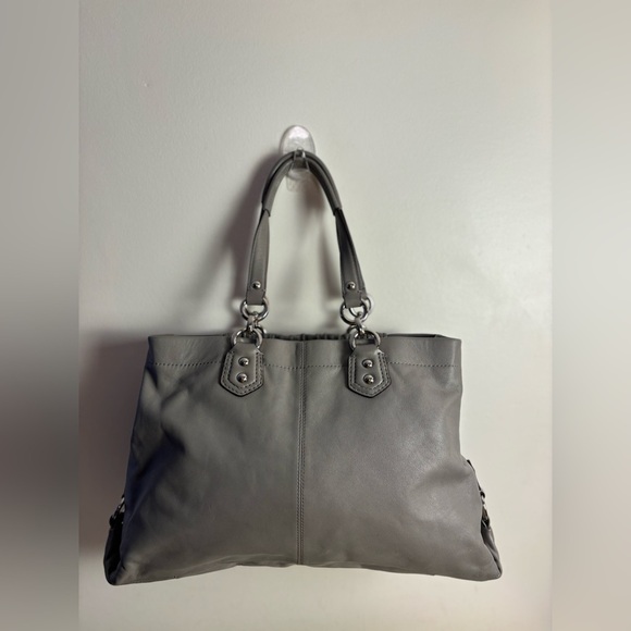 Coach Ashley Grey Leather Tote w/ Ruched Detailing - Picture 3 of 12